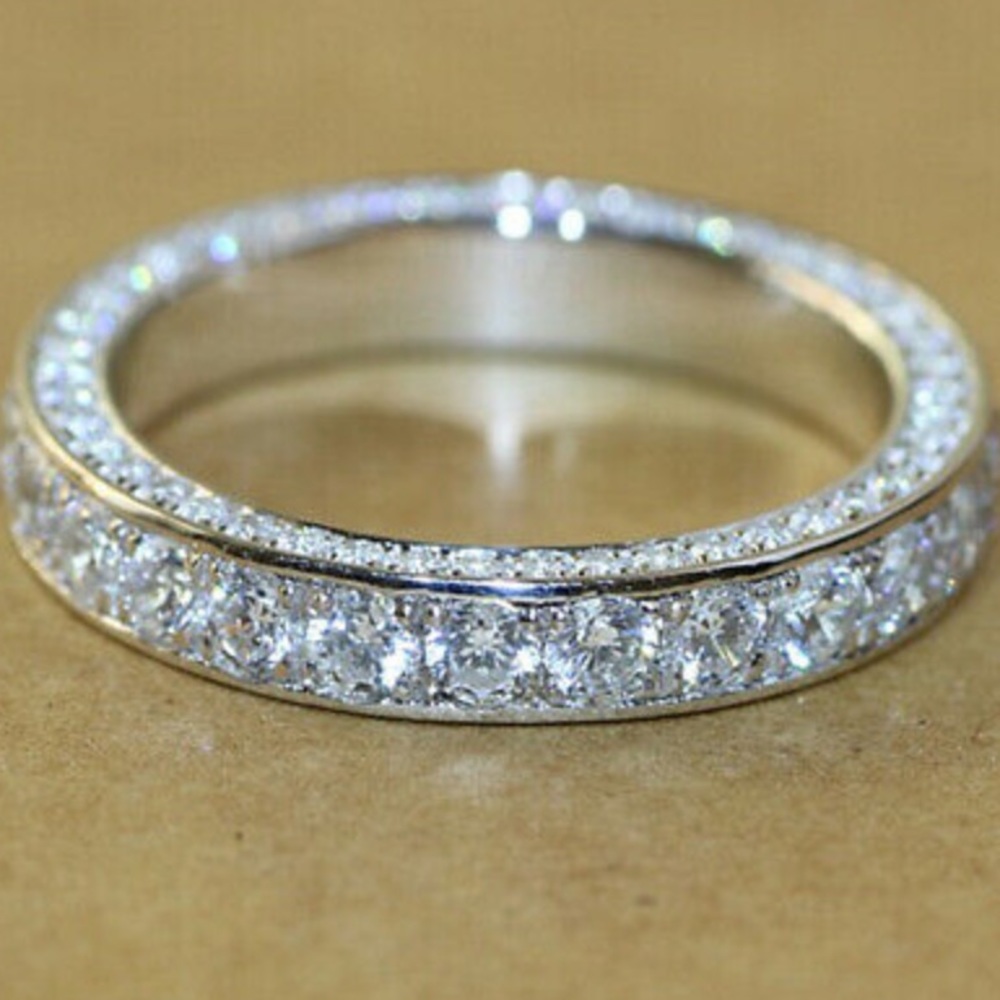 NEw Sterling Silver Diamond Band Ring